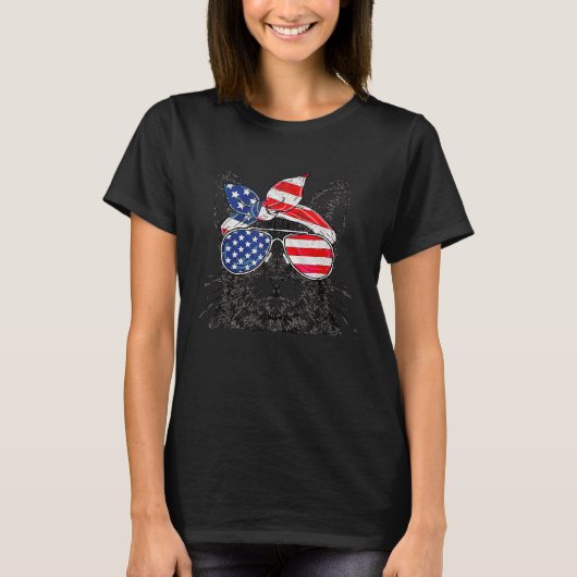 T-shirt Meowica Chat Patriotique 4 Juillet Kitten Amérique (Devant)