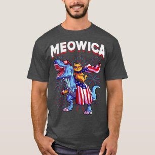 T-shirt Meowica Chat TRex Drôle 4 juillet Enfants Filles M