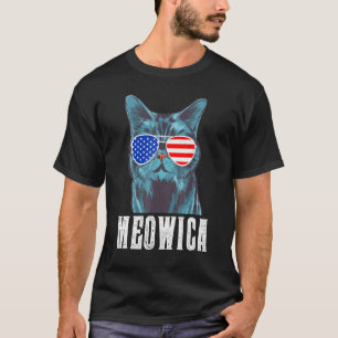 T-shirt Meowica Cool Chat 4 juillet Us American Flag Sung