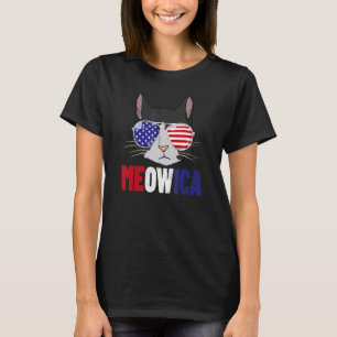 T-shirt Meowica Drapeau Américain 4 Juillet Chat Tuxedo Me