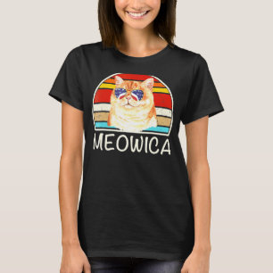 T-shirt Meowica Fat Cat Lunettes de soleil Drapeau América