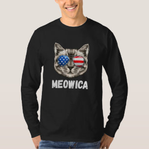 T-shirt Meowica Hommes Femmes Usa Drapeau Américain Chat 4