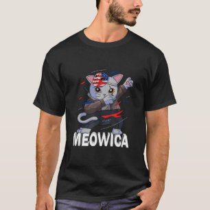 T-shirt Meowica Ninja Chat pour animaux 4 juillet Amérique
