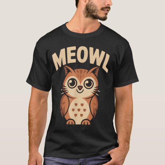 T-shirt Meowl Cat Owl Hybrid Funny Meme Brain Rot Gen Alph (Devant)