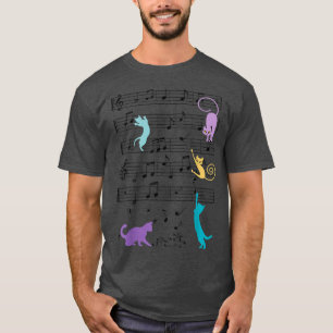 T-shirt Meowsci Chats colorés Jouer Musique Clef Piano Mus