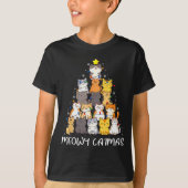 T-shirt Meowy Catmas Cat Christmas Tree Merry Catmas Boys (Devant)