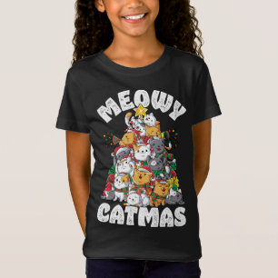 T-Shirt Meowy Catmas Chat Arbre de Noël Drôle