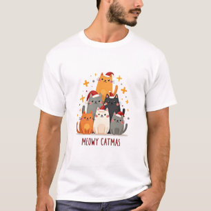 T-shirt Meowy Catmas Chat Arbre de Noël Xmas (1)