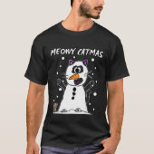 T-shirt Meowy Catmas Chat Snowman Snow Noël 2021 (Devant)
