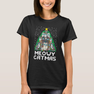 T-shirt Meowy Catmas Funny Noël Arbre Chats Noël Cadeau