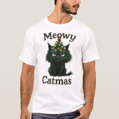 T-shirt Meowy Catmas Moody cat (Devant)
