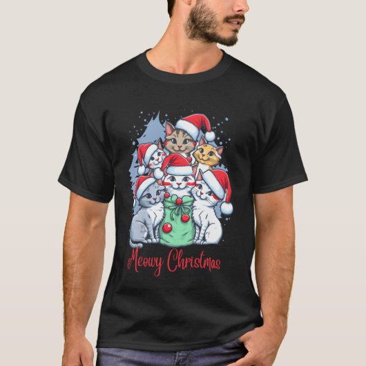 T-shirt Meowy Christmas Christmas Cat retro (Devant)