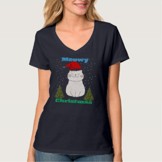 T-shirt Meowy Christmas Cute Cat Design | Funny Holiday Ca