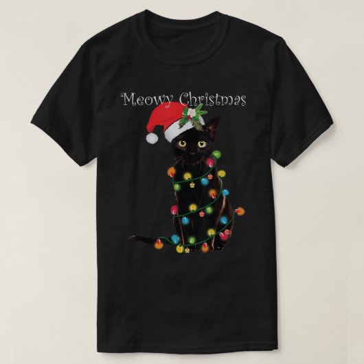 T-shirt Meowy Christmas Funny Cat Design (Design devant)