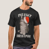 T-shirt Meowy Christmas Funny Cat Holiday Design (Devant)