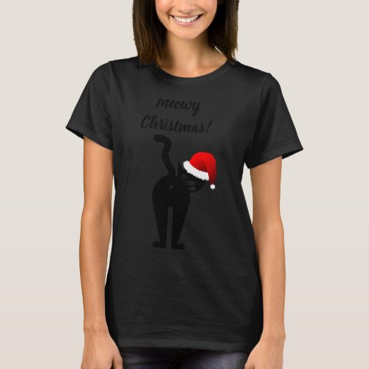 T-shirt Meowy Christmas Funny Cat Humorous (Devant)