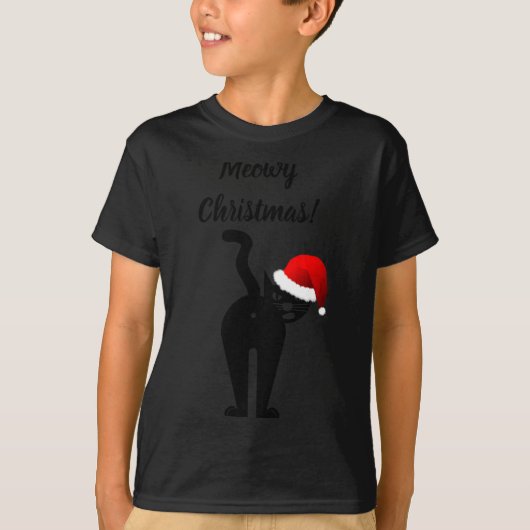 T-shirt Meowy Christmas Funny Cat Humorous (Devant)