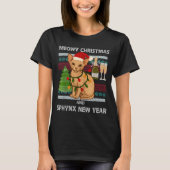 T-shirt Meowy Christmas Funny Sphynx Cat Santa Hat Ugly Sw (Devant)