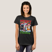 T-shirt Meowy Christmas Reindeer Xmas Lights Santa Cat  (Devant entier)