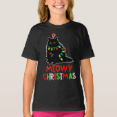T-shirt Meowy Christmas Xmas Lights Black Cat Pajamas (Devant)