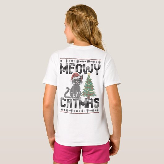 T-shirt Meowy Christmas Ya Filthy Animal - Ugly Cat (Dos entier)