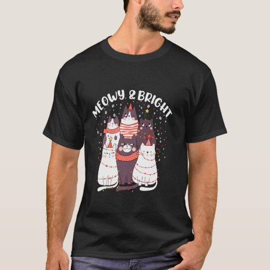 T-shirt Meowy Et Brillant Chat De Noël Joyeux Noël Co (Devant)