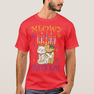 T-shirt Meowy Hanoukka Amoureux des chats juif de Noël Cha