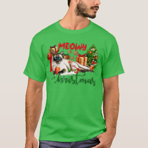 T-shirt Meowy Joyeux Noël Arbre de Noël Amoureux des chats