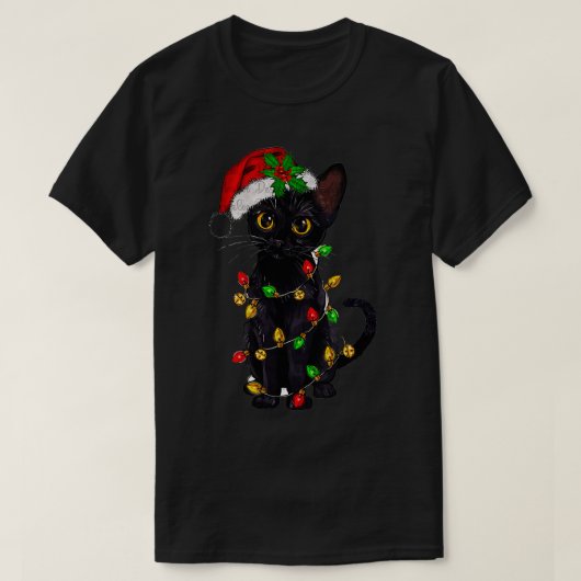 T-shirt Meowy Merry Catmas Noël Amoureux des chats noir Ch (Design devant)