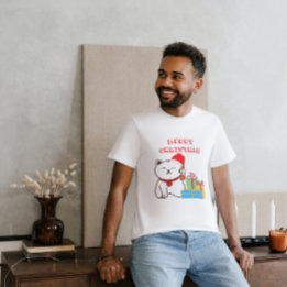 T-shirt Meowy Noël ! Design de Noël de chat de dessin