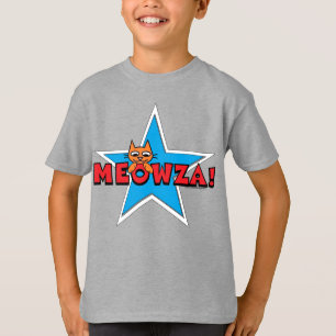 T-shirt MEOWZA Chat blanc et bleu rouge pour enfant