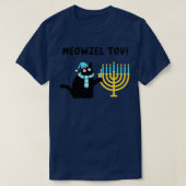 T-shirt Meowzel Tov Cadeau Chat Noir Mazel Tov Menorah Drô (Design devant)