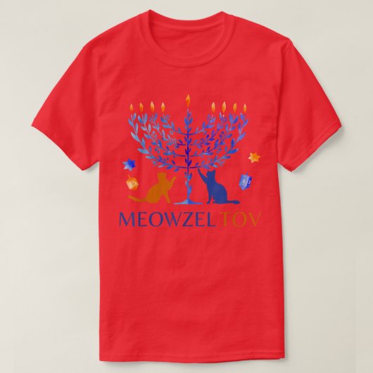 T-shirt Meowzel Tov Chanukah Hanoukka Propriétaire de chat (Design devant)