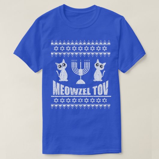 T-shirt Meowzel Tov Chanukah Juif Chat Propriétaire Ugly H (Design devant)