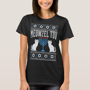 T-shirt Meowzel Tov Chanukah Juif Chat Propriétaire Ugly H