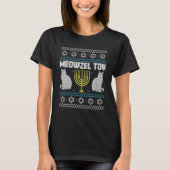 T-shirt Meowzel Tov Chanukah Juif Chat Propriétaire Ugly H (Devant)