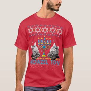T-shirt Meowzel Tov Chanukah Juif Chat Propriétaire Ugly H