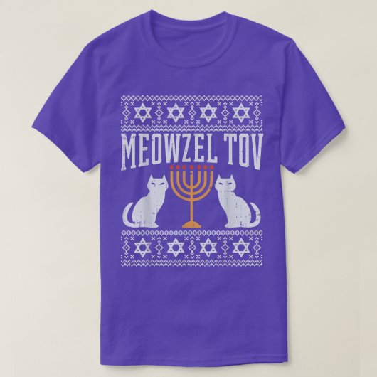 T-shirt Meowzel Tov Chanukah Juif Chat Propriétaire Ugly H (Design devant)