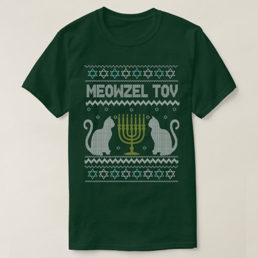 T-shirt Meowzel Tov Chanukah Juif Chat Propriétaire Ugly H (Design devant)