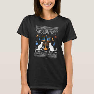 T-shirt Meowzel Tov Chanukah Juif Chat Propriétaire Ugly H