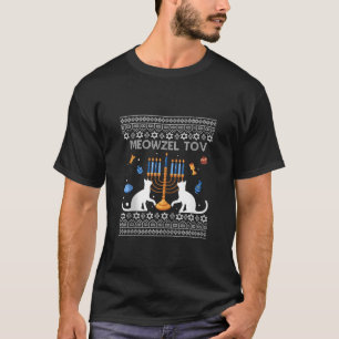 T-shirt Meowzel Tov Chanukah Juif Chat Propriétaire Ugly H