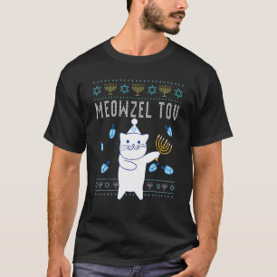 T-shirt Meowzel Tov Chat de Noël juif Ugly Hanoukka