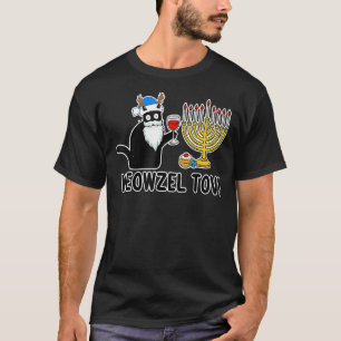 T-shirt meowzel tov chat juif menorah hanoukka chanukah c
