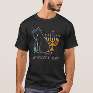 T-shirt Meowzel Tov Chat Mignon Mazel Tov Menorah Hanukka