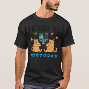 T-shirt Meowzel Tov Menorah Chat Hanukkah Chanukah Juif F