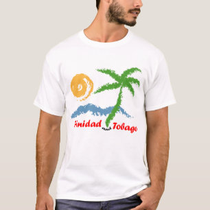 T-shirt Mer du Trinidad-et-Tobago Sun et arbre de noix de