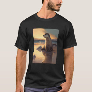 T-shirt Mer Otter Retro Sunset Cute Otter 2