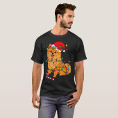 T-shirt Meranian Dog Christmas Lights Santa Xmas Pet Dog L (Devant entier)