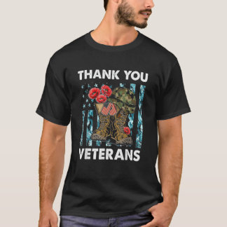 T-shirt Merci Anciens Combattants Jour Boots de combat Fle