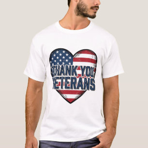T-shirt Merci aux vétérans Patriote cœur vintage Design_